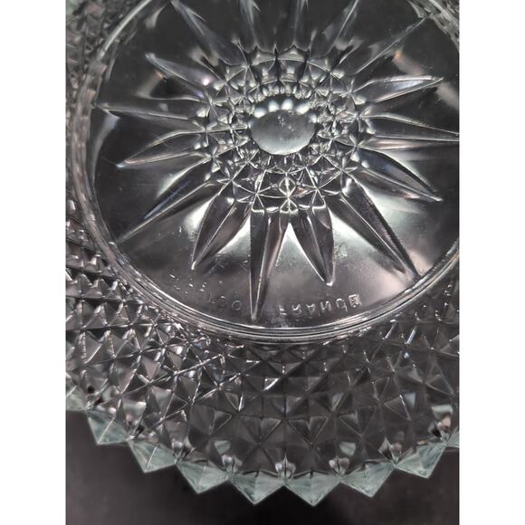 Vintage Arcoroc Serving Bowl, Diamond Cut Crystal Glass, Starburst‎ Design 9" - Picture 5 of 11